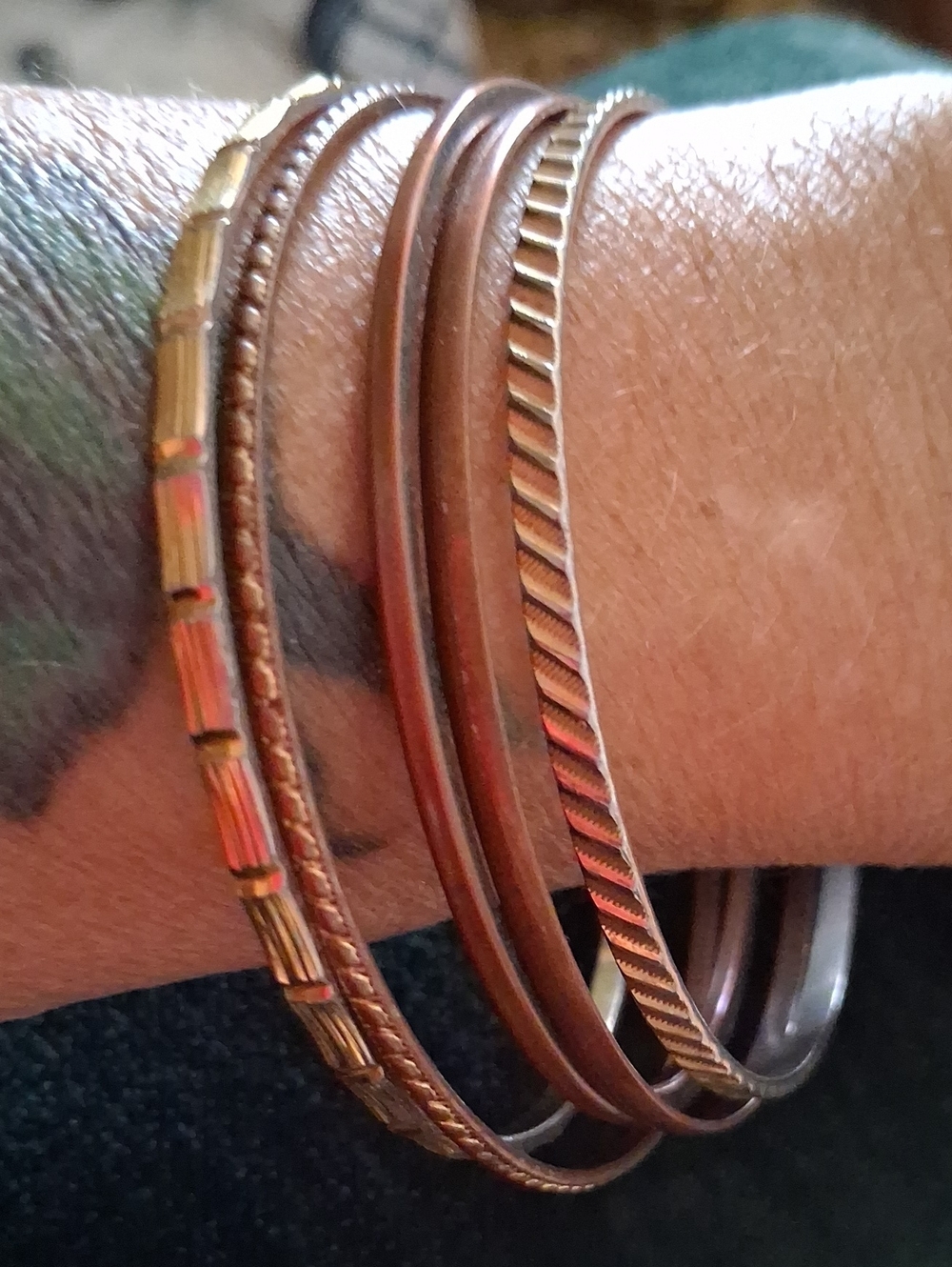 Copper-Tone Mixed Bangle Bracelet Set - Women Jewelry